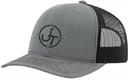 Richardson Snapback Black JT Trucker Hat - Heathered Gray/Black - Black logo