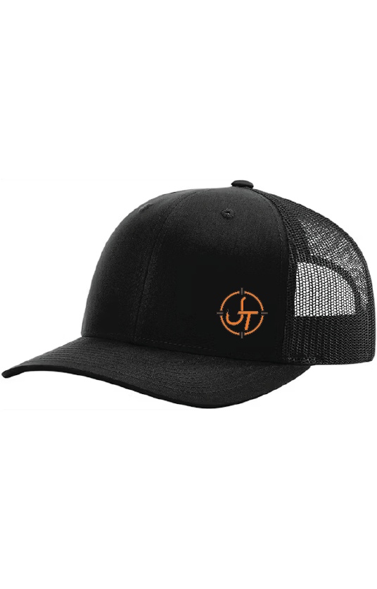 Richardson Snapback Black JT Trucker Hat - Orange Logo