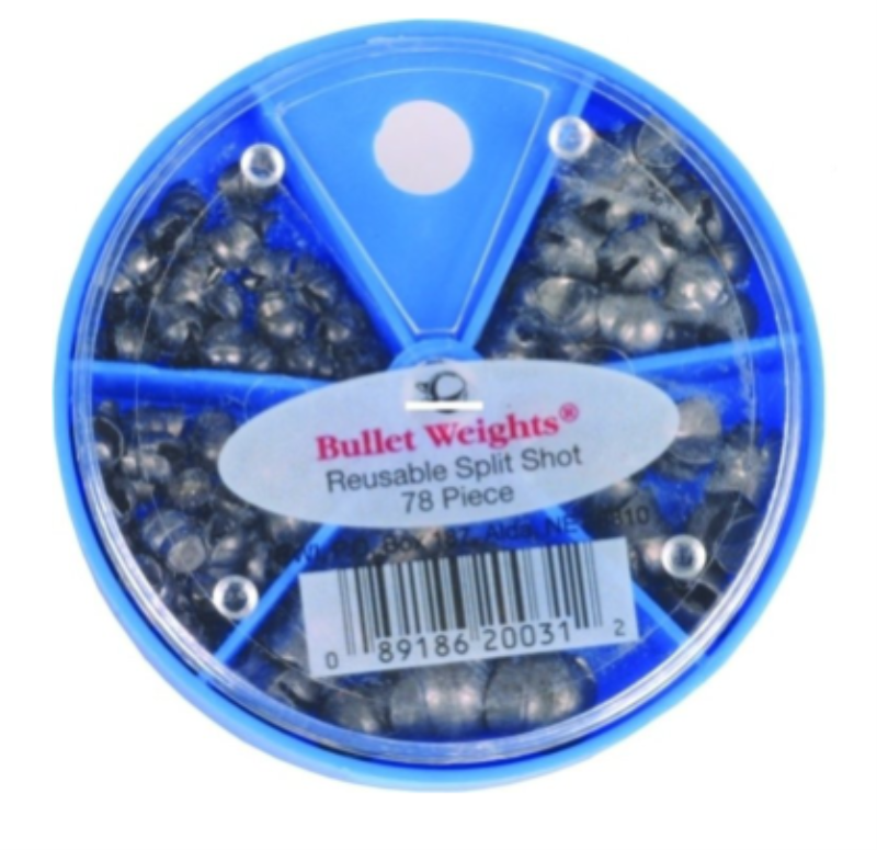 Bullet Weights Reusable Split Shot - 78pc skillet assortment