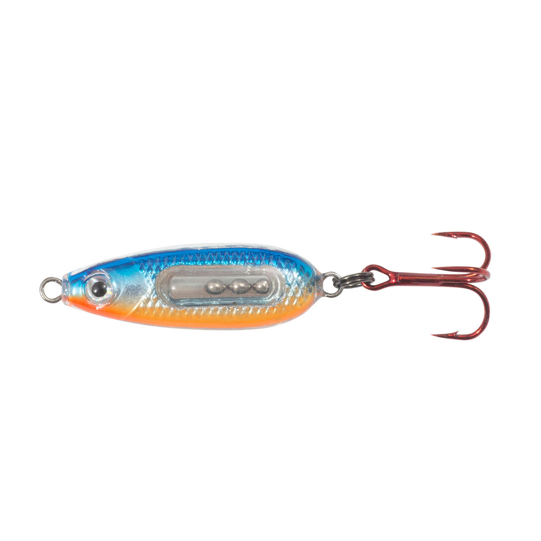 buckshot ice fishing lures Northland Tackle Buck-Shot Rattle Spoon JT Outdoor Products Image patterns and four optically brightened UV finishes Jeff Gustafson's go-to ice fishing
